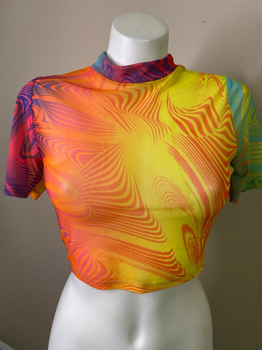 Black Bead Multicolor Sheer Mesh y2k 90s Top 💚❤️💙
